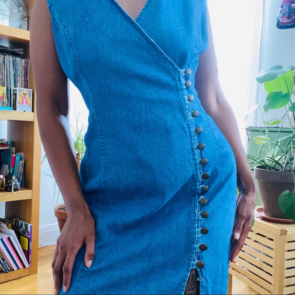 Long vintage denim dress